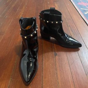 Valentino rockstud patent leather ankle boots